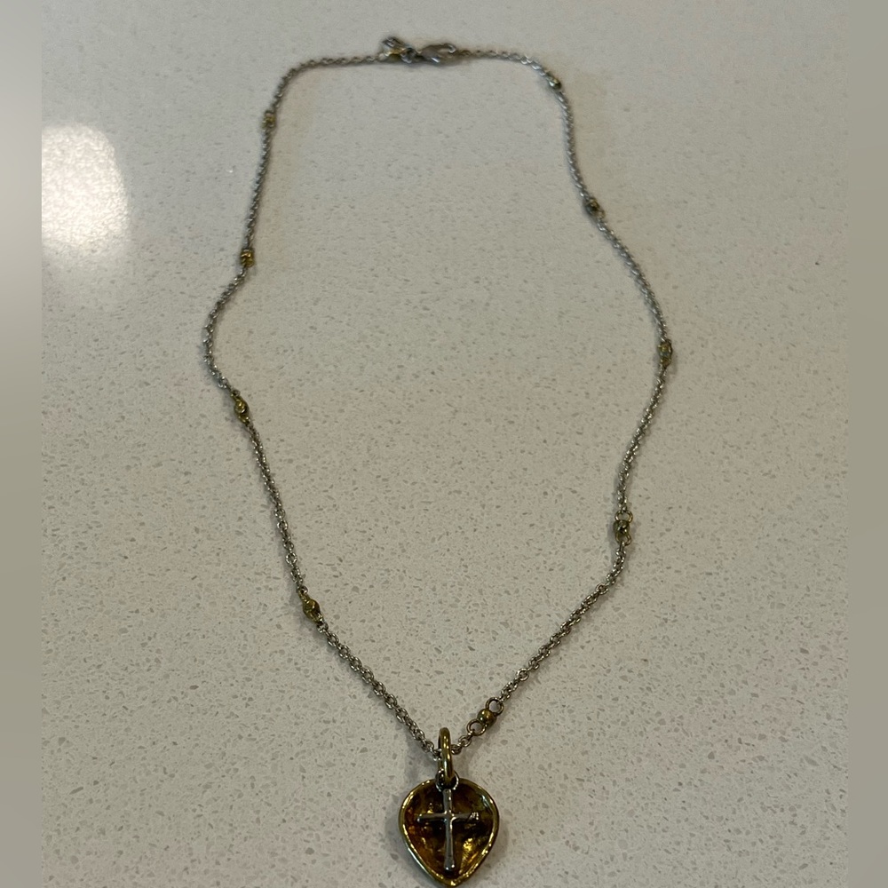 Silver and gold cross necklace